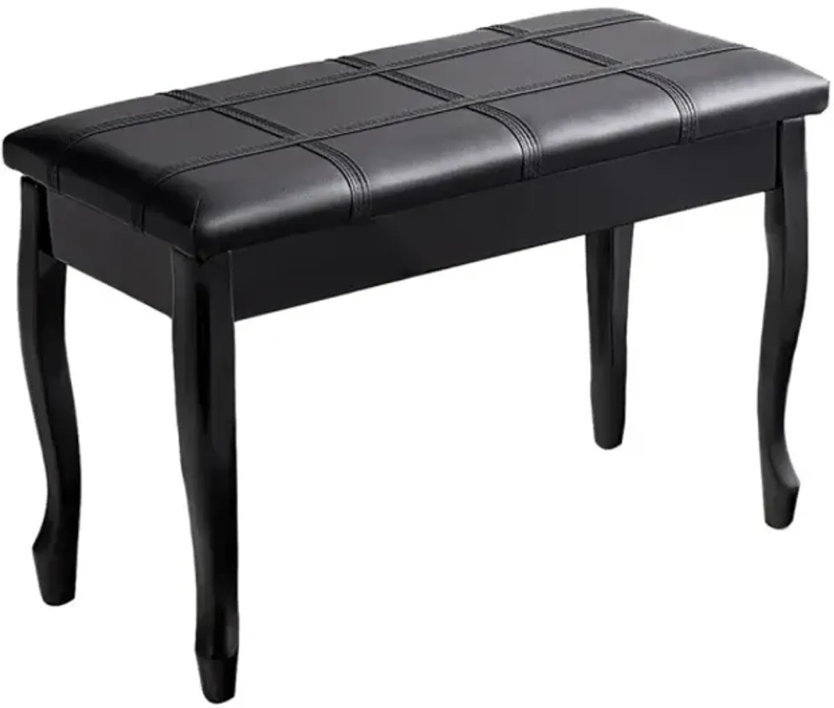 Solid Wood PU Leather Piano Bench with Storage