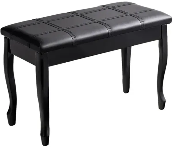 Solid Wood PU Leather Piano Bench with Storage