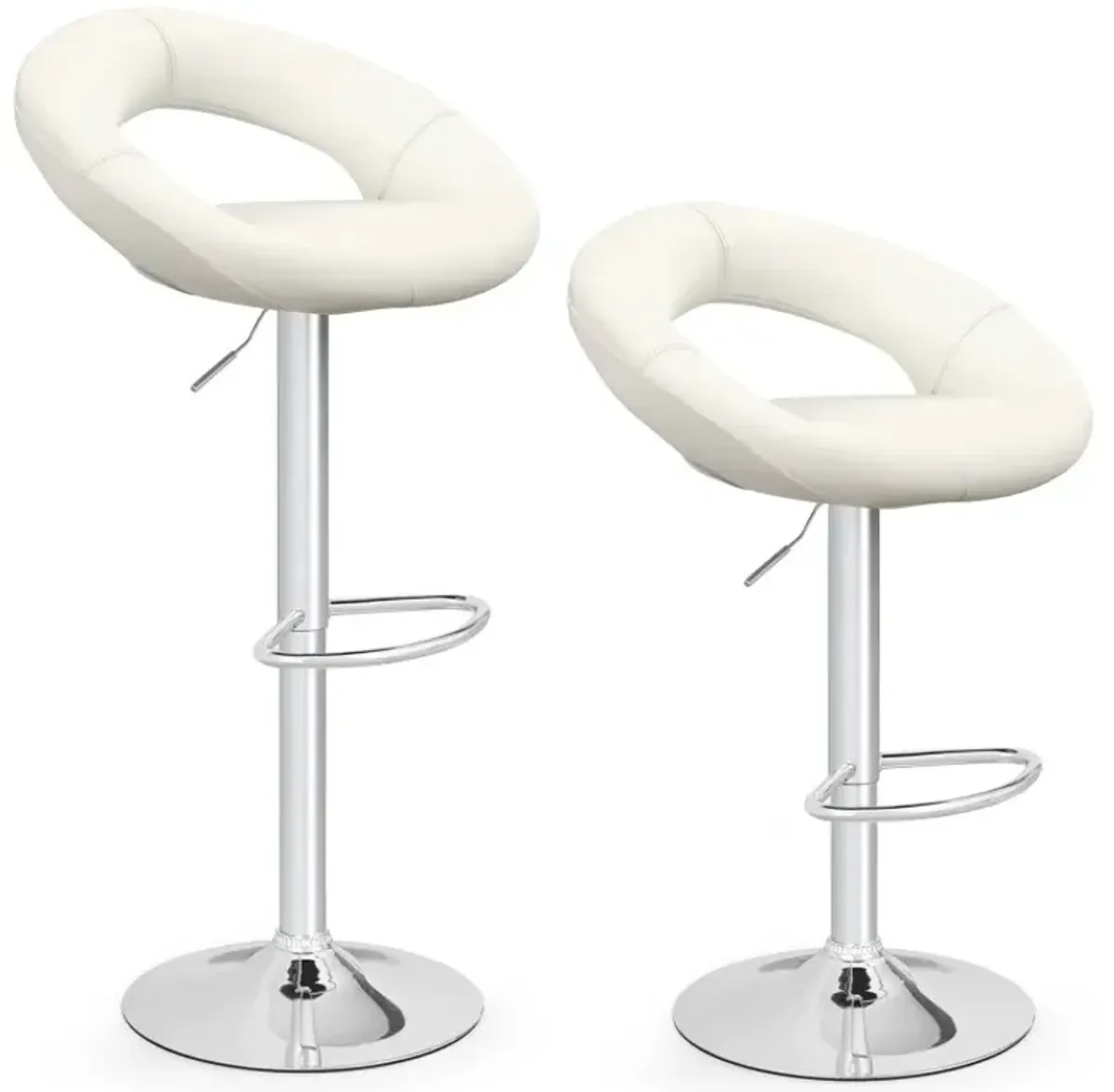 Height Adjustable Bar Stools Set of 2 with Hollow Back and Footrest