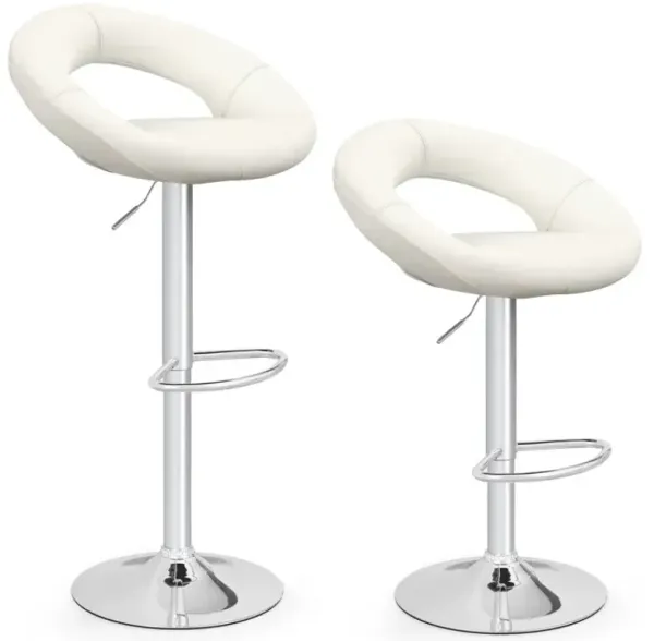 Height Adjustable Bar Stools Set of 2 with Hollow Back and Footrest