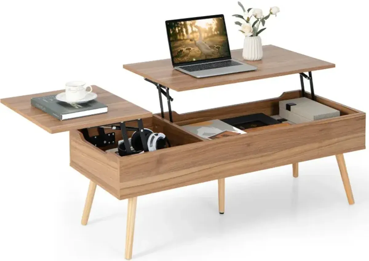 47 Inch Lift Top Coffee Table with 2 Hidden Compartments