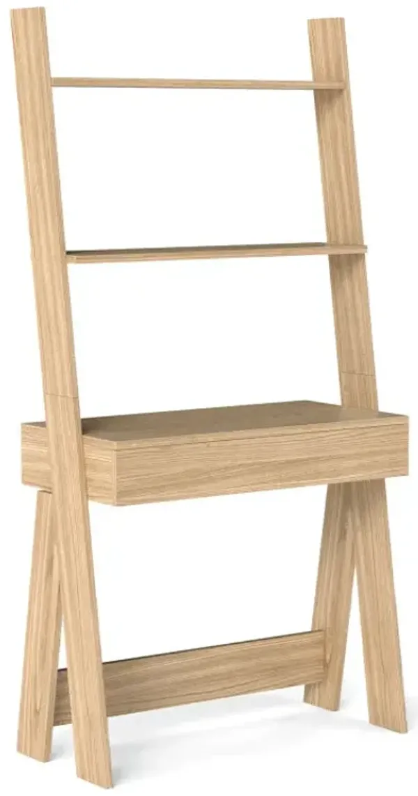 Ladder Shelf Desk with Pull-out Drawer and Anti-Toppling Device