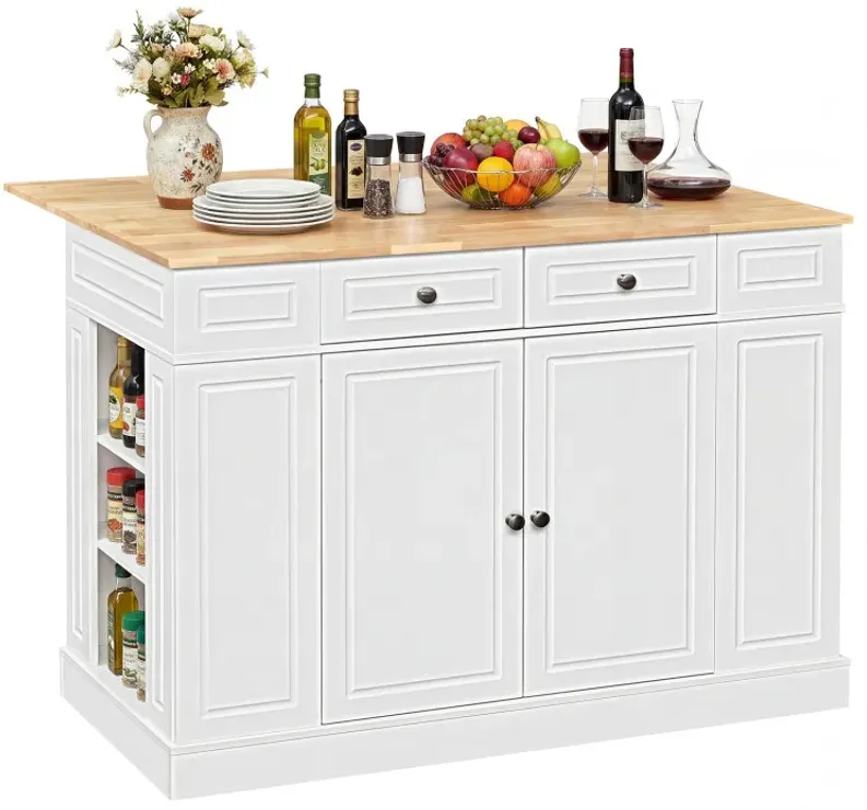 Kitchen Island with Storage and 3-Level Adjustable Shelves