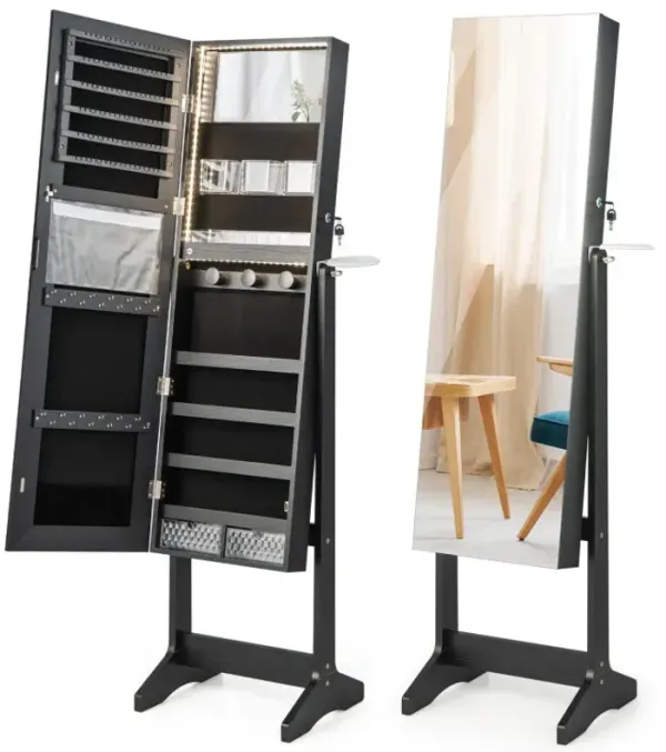 Freestanding Jewelry Cabinet with Full Length HD Mirror
