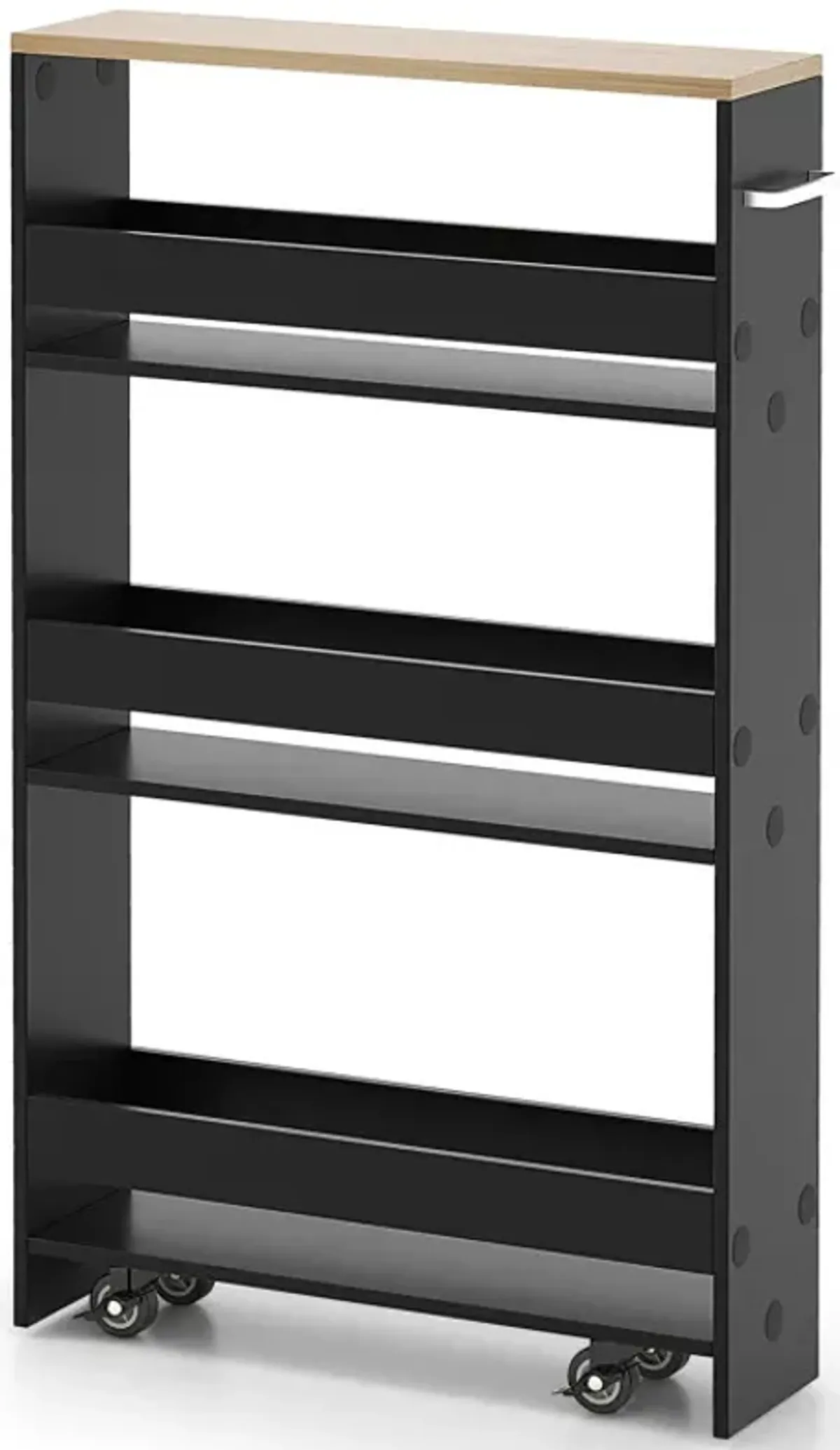 Narrow Mobile Serving Cart with Open Shelves for Kitchen Bathroom Living Room