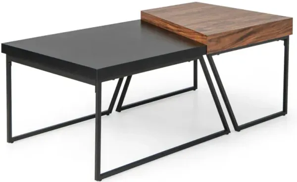 Coffee Table Set of 2 with Powder Coated Metal Legs