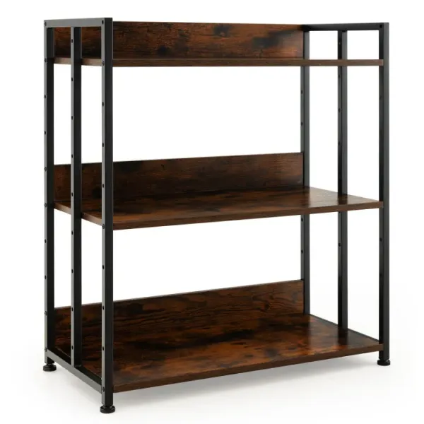 3/5-Tier Industrial Bookshelf Storage Shelf Display Rack with Adjustable Shelves