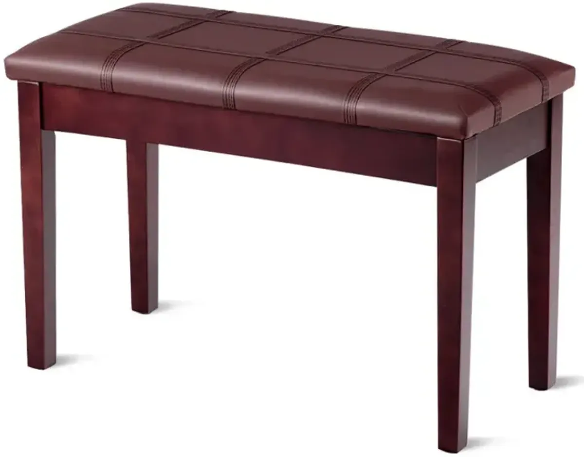 Solid Wood PU Leather Piano Double Storage Keyboard Bench