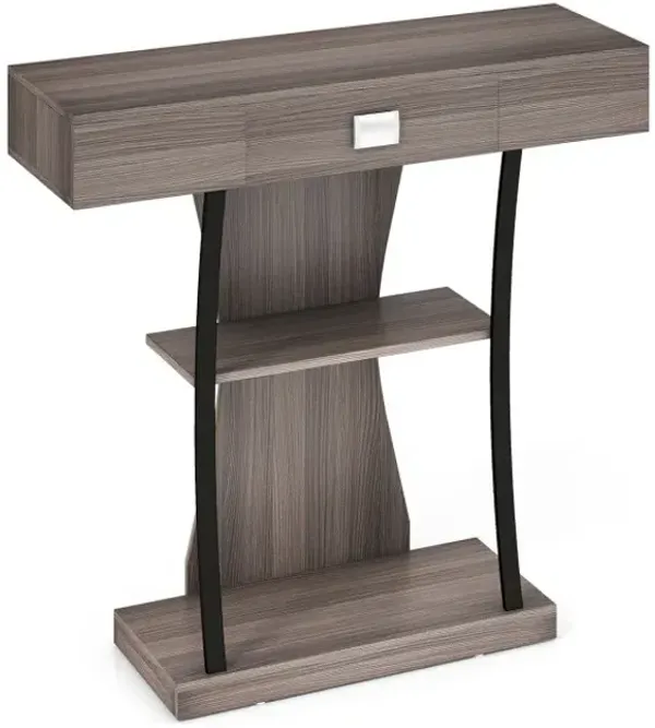 Console Table with Drawer and 2-Tier Shelves for Entryway Living Room