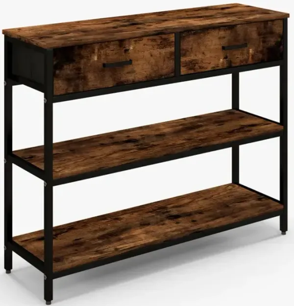 Console Table with Folding Fabric Drawers for Entryway