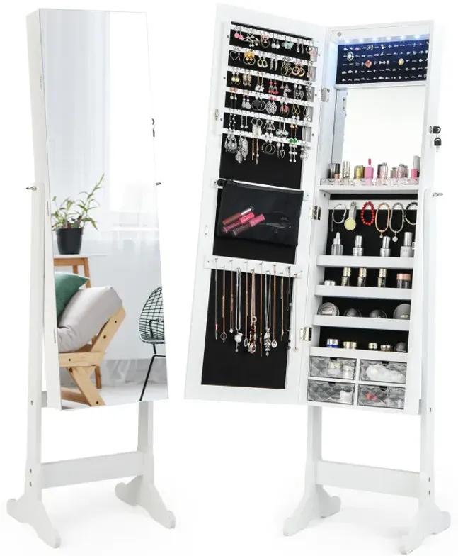 Free Standing Full Length Jewelry Armoire with Lights