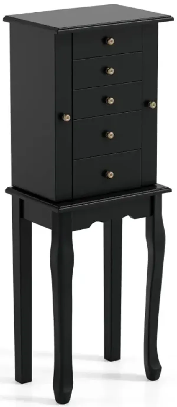 2 Colors Armoire Storage Standing Jewelry Cabinet with Mirror