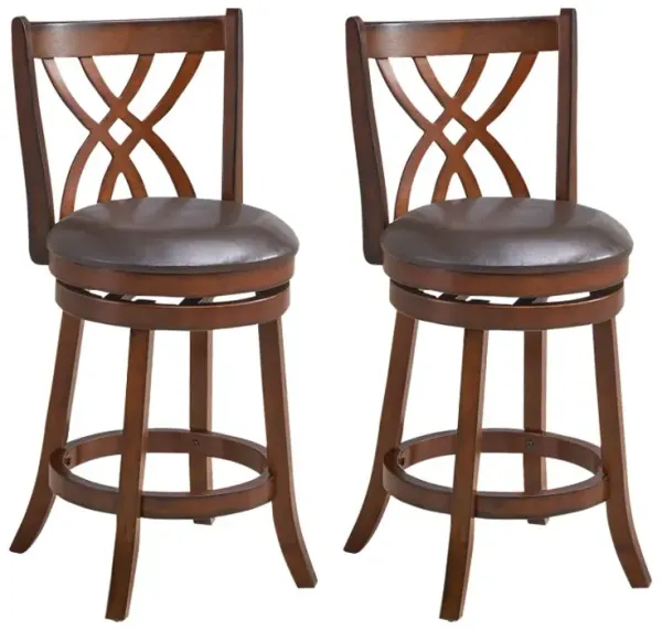 360° Swivel Counter Height Chairs with PU Leather Cushioned Seat and Footrests