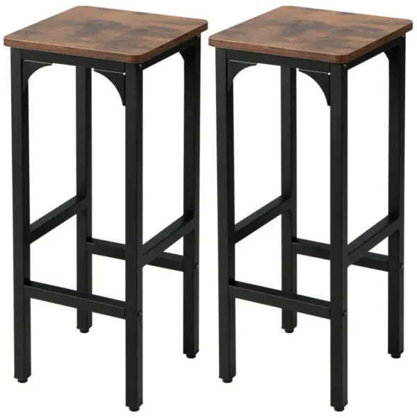 28 Inch 2 Pieces Dining Bar Chair Set with Footrest and Adjustable Pads