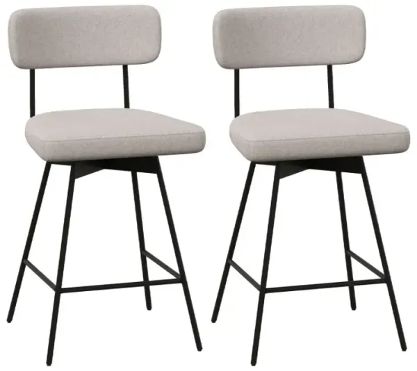 25 Inch 2 Pieces Modern Upholstered Bar Stools with Back Footrests