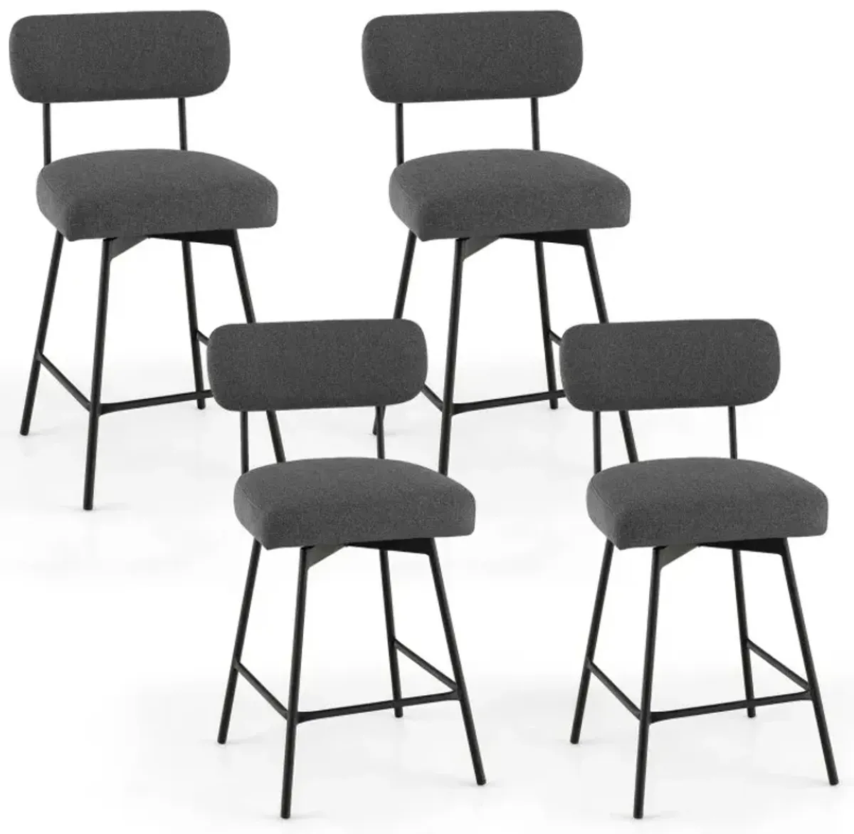 25 Inch 2 Pieces Modern Upholstered Bar Stools with Back Footrests