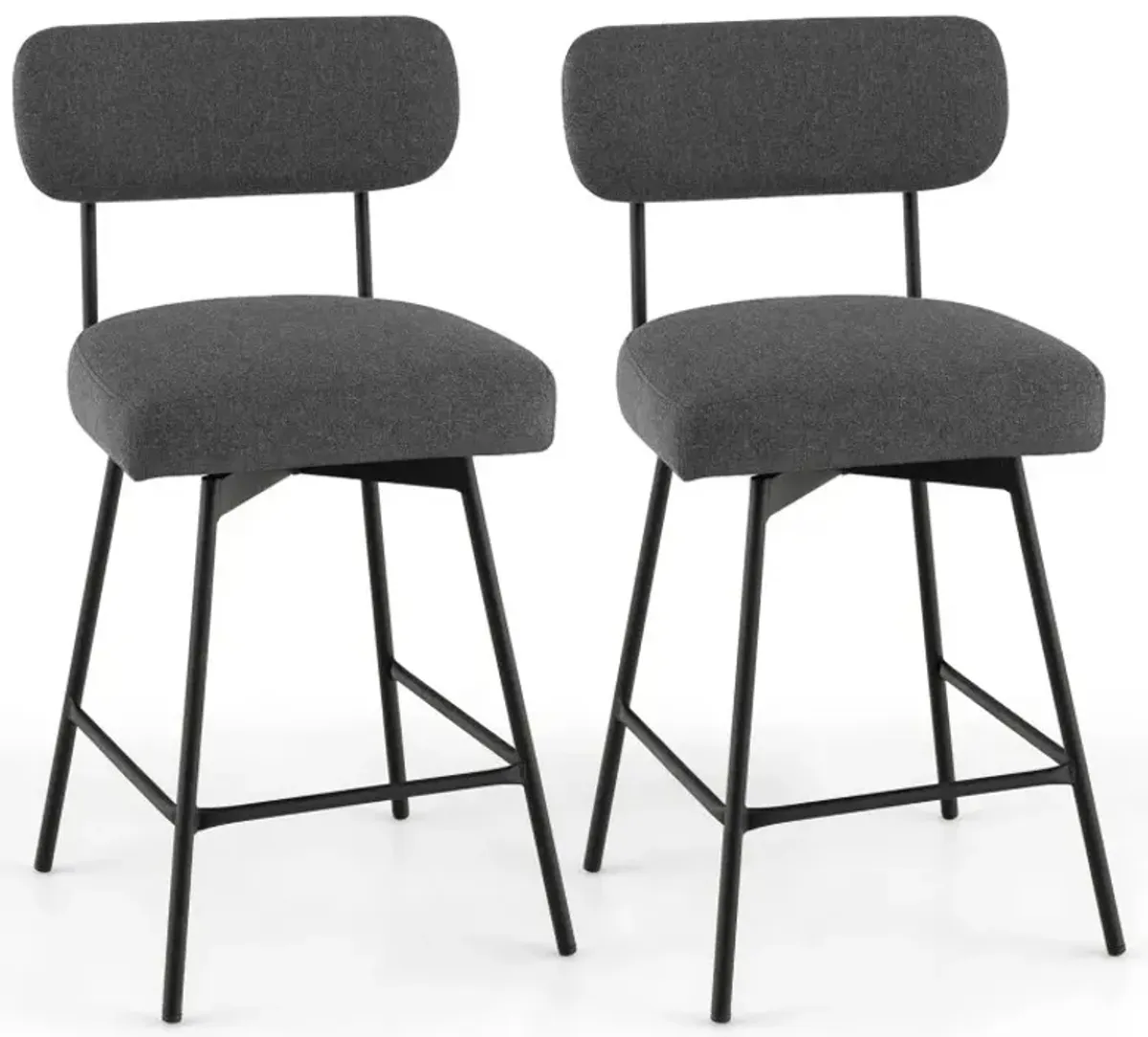 25 Inch 2 Pieces Modern Upholstered Bar Stools with Back Footrests