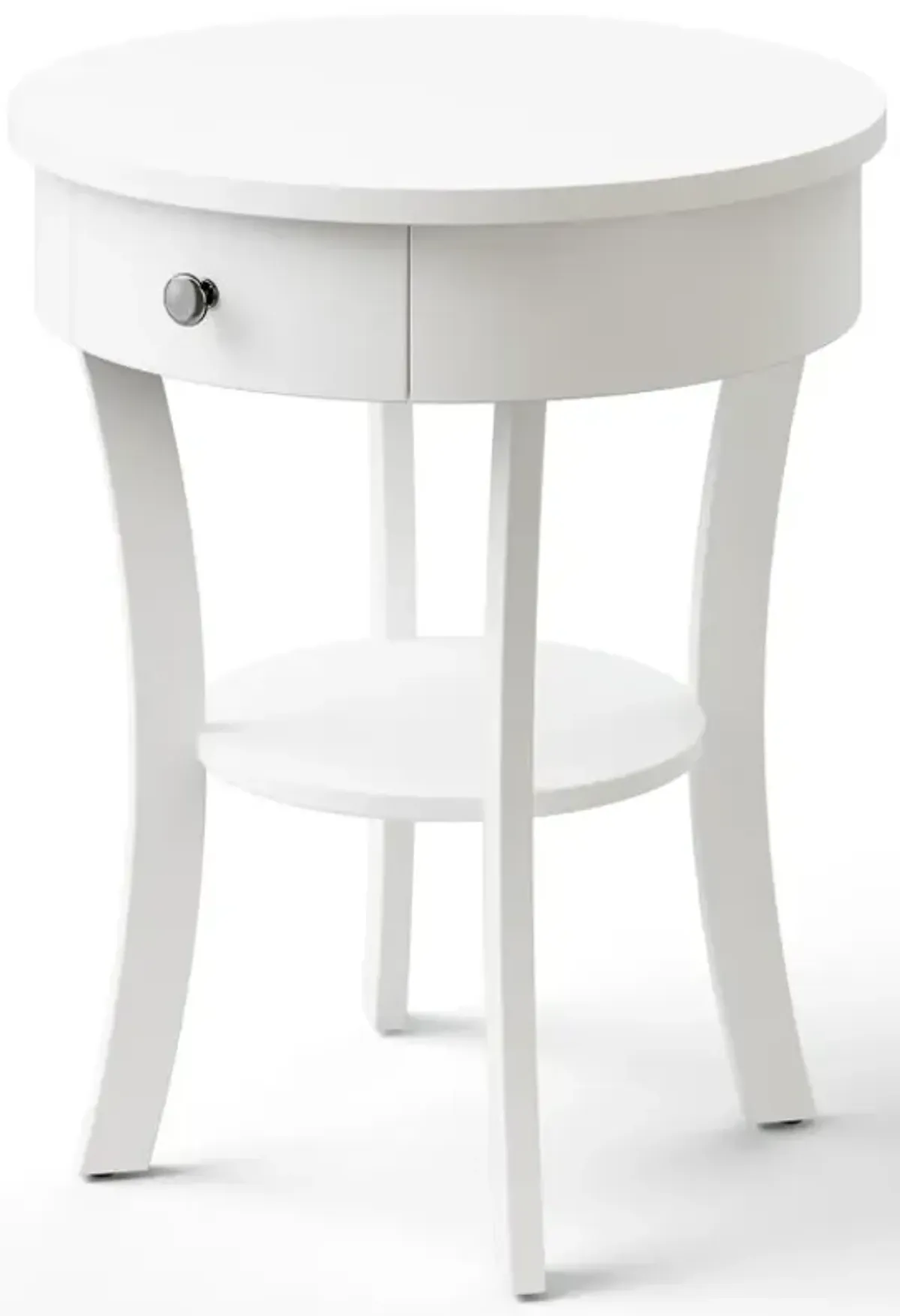 2-Tier Wood Round End Table with Open Drawer