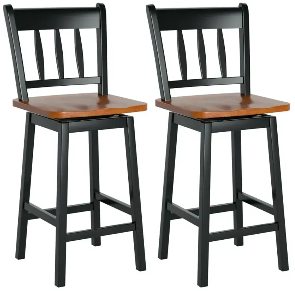 24.5 Inches Set of 2 Swivel Bar Stools with 360° Swiveling