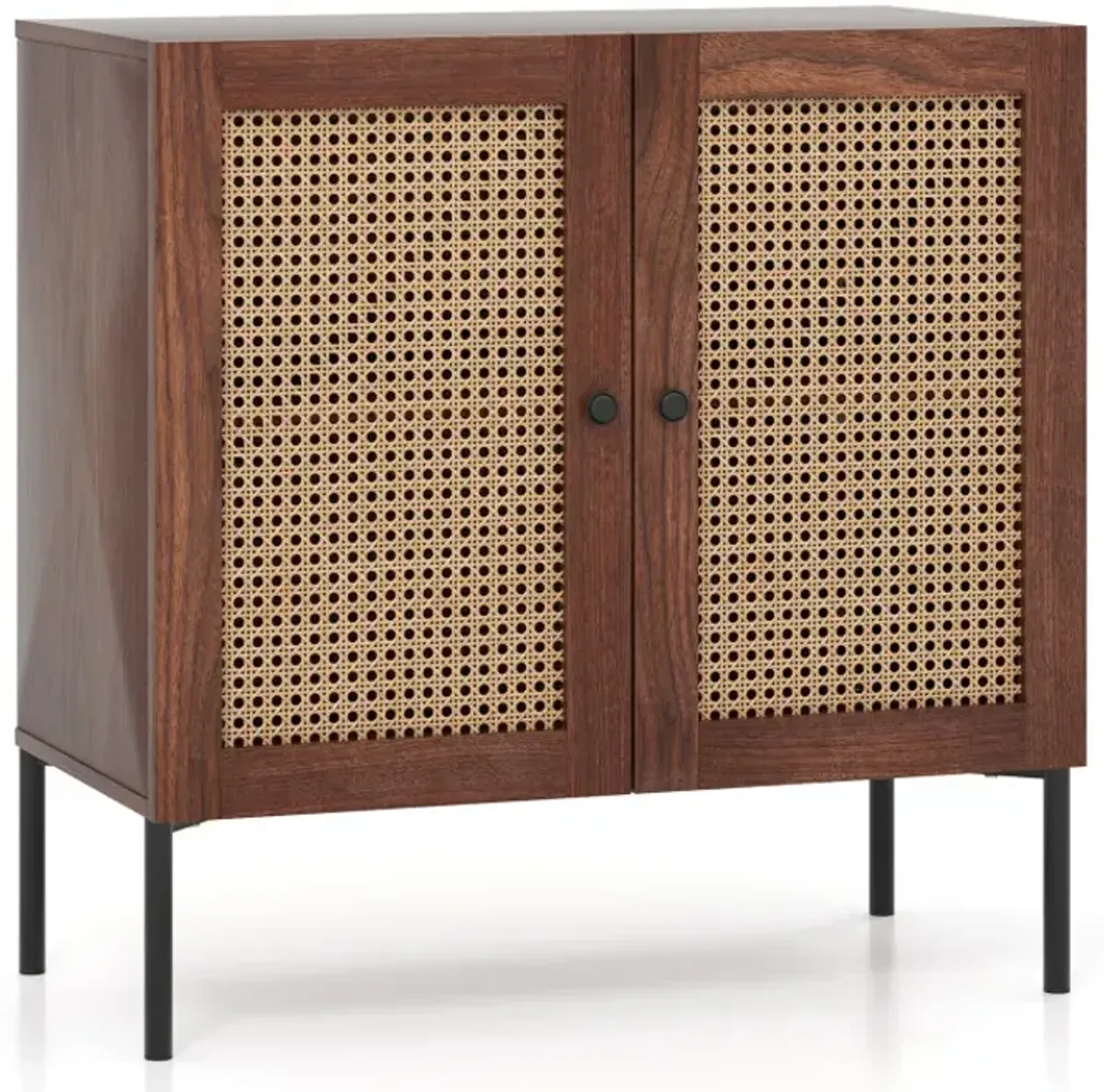 Kitchen Sideboard with 2 Rattan Doors and Adjustable Shelf