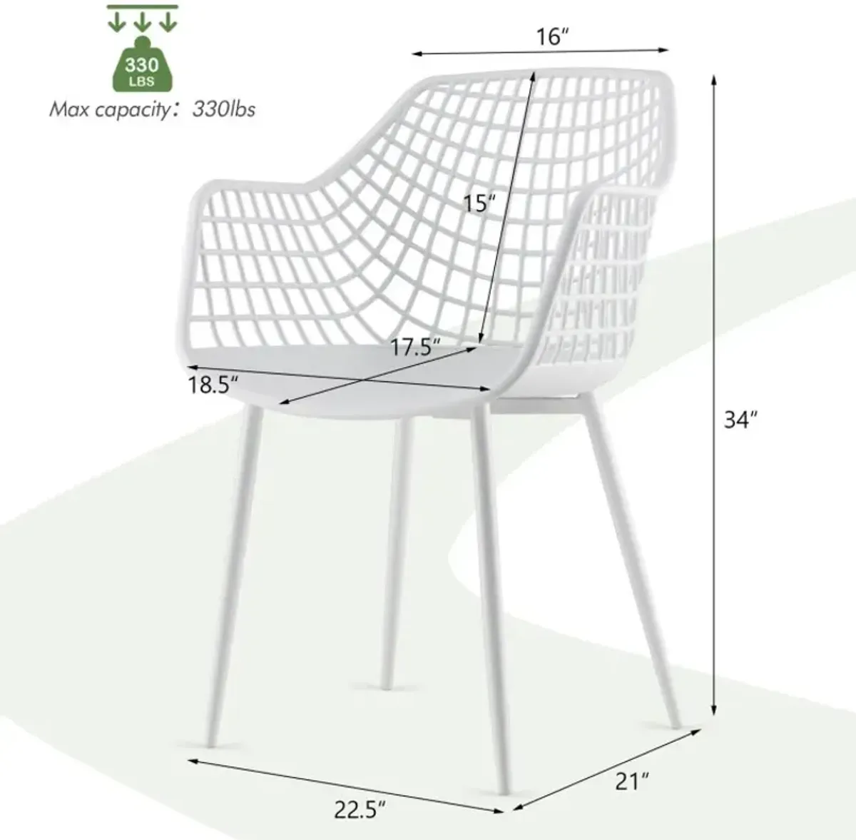Set of 4 Heavy Duty Modern Dining Chair with Airy Hollow Backrest