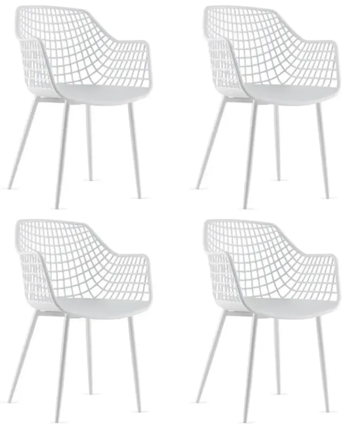 Set of 4 Heavy Duty Modern Dining Chair with Airy Hollow Backrest