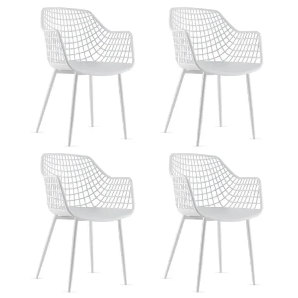 Set of 4 Heavy Duty Modern Dining Chair with Airy Hollow Backrest