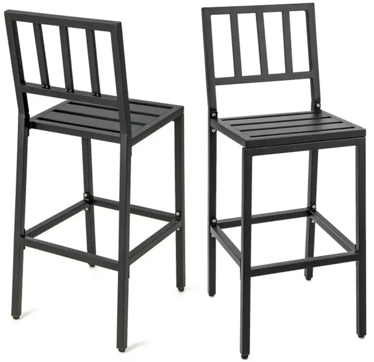 Set of 2 Patio Bar Chairs with Detachable Cushion and Footrest