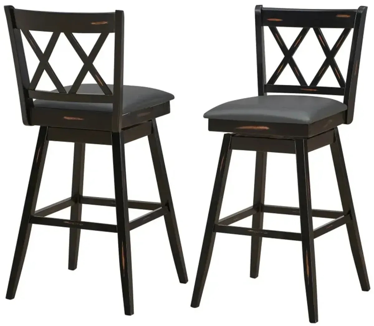 2 Pieces 29 Inch Swivel Counter Height Barstool Set with Rubber Wood Legs
