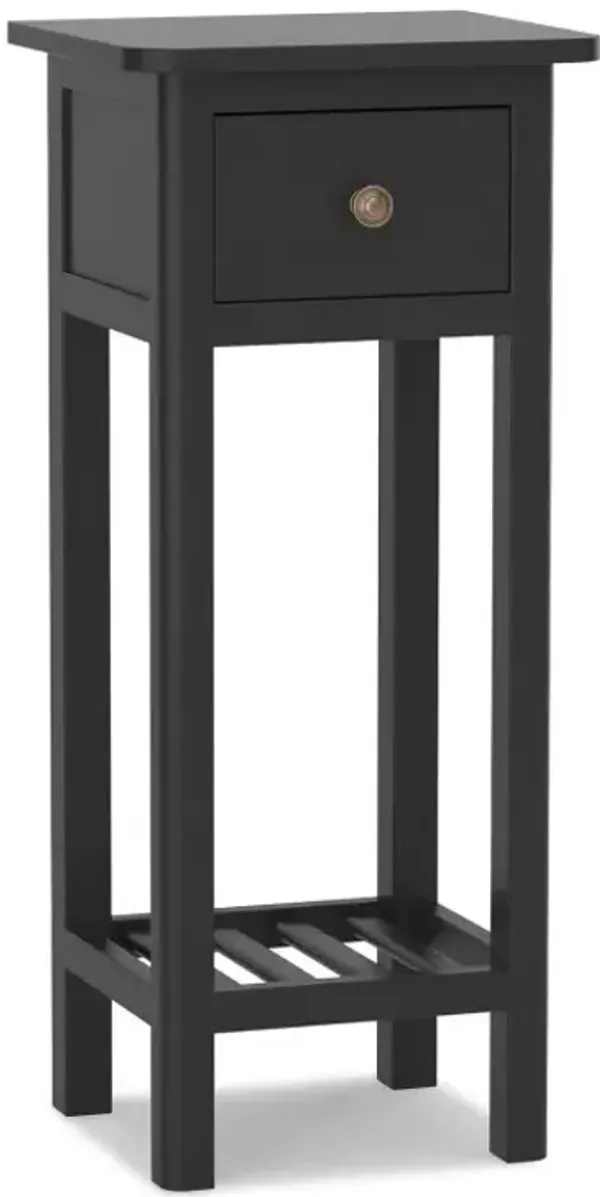 2 Tier Slim Nightstand Bedside Table with Drawer Shelf