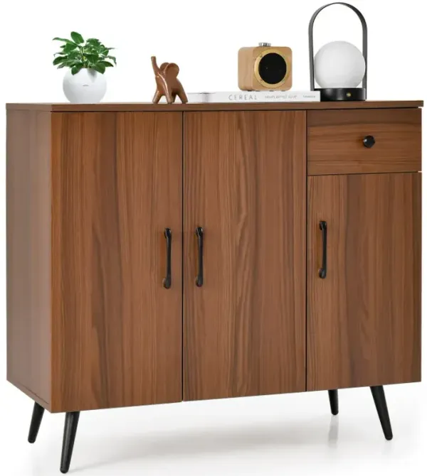 Sideboard Cabinet with 3 Doors and Pull out Drawer Adjustable Shelves