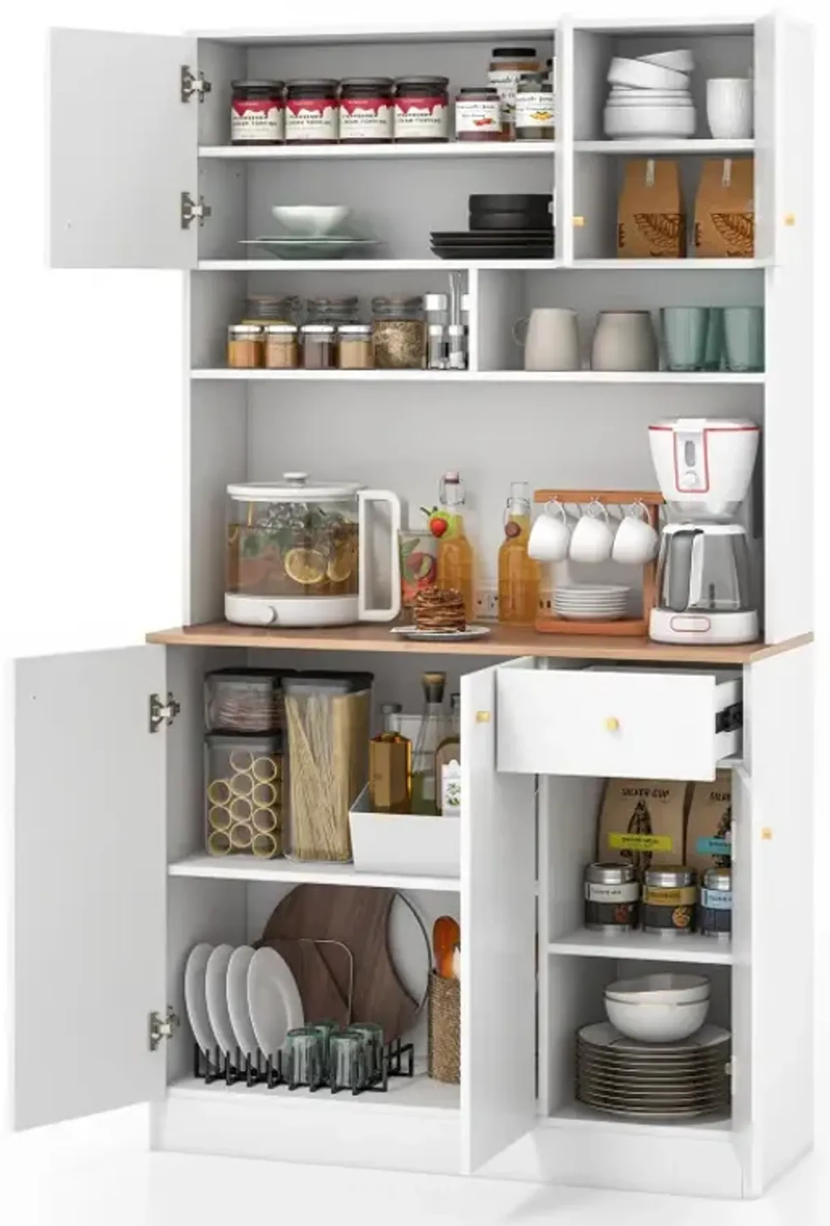 71 Inch Tall Pantry Cabinet with Outlets for Dining Room