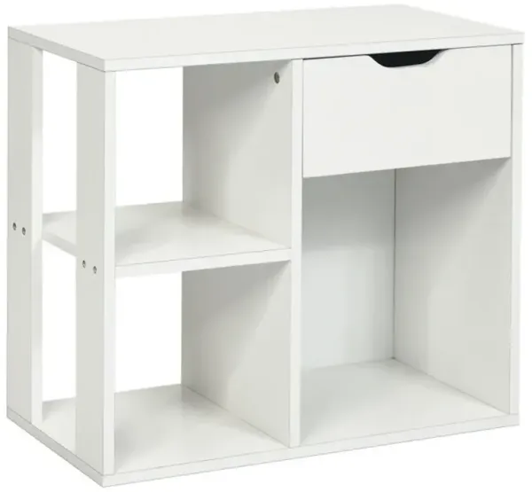 3-Cube Bookcase 2-tier Wooden Storage Shelf with Pull-out Drawer