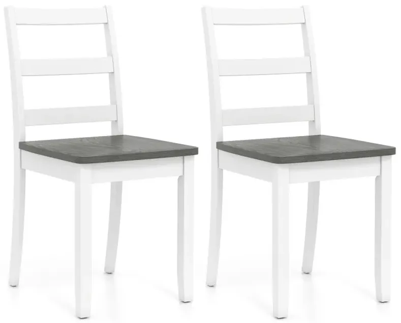 Set of 2 Wood Dining Chairs with Solid Rubber Wood Legs
