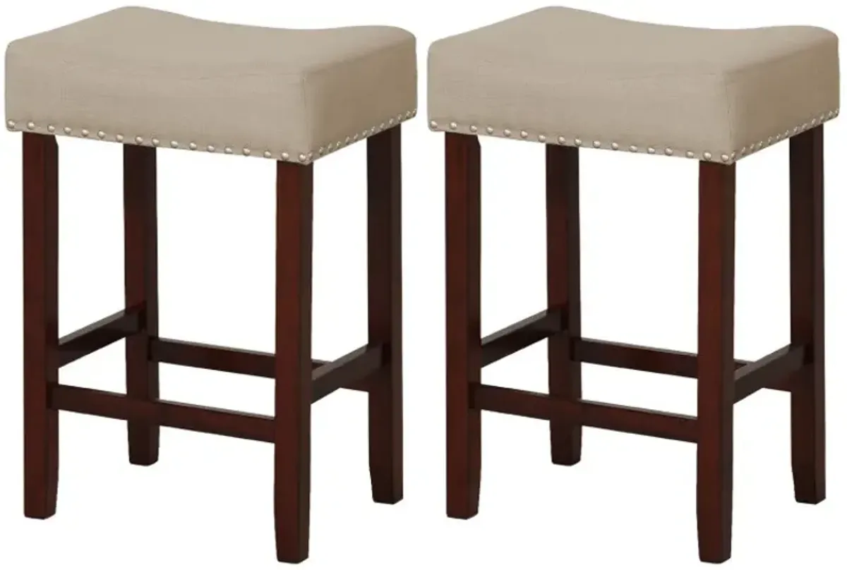 Set of 2 24 Inch Bar Stool with Curved Seat Cushions