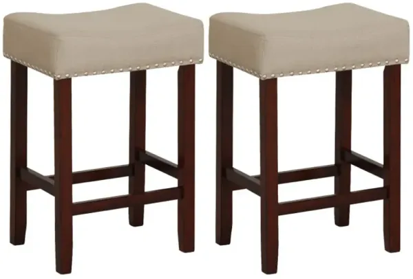 Set of 2 24 Inch Bar Stool with Curved Seat Cushions