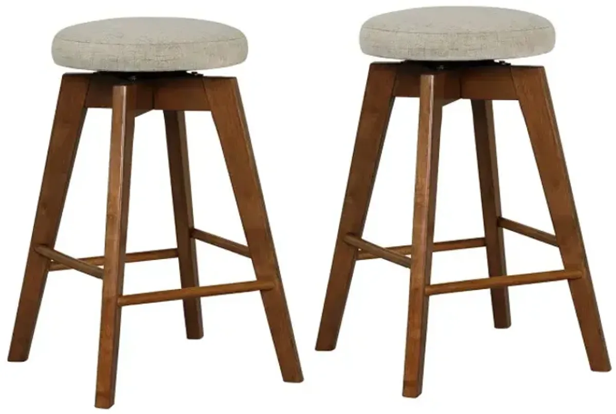 2 Pieces 26 Inch Backless Swivel Barstools with Linen Fabric Seat
