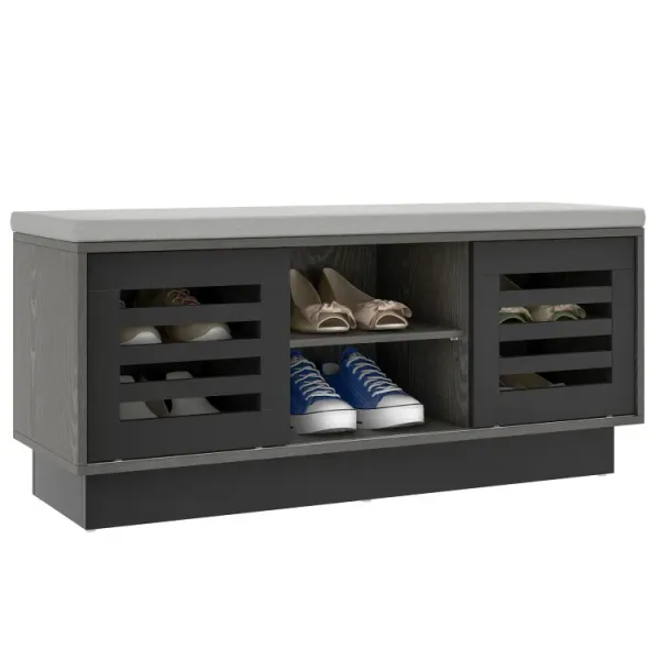 Shoe Storage Bench with 6 Compartments and 3 Adjustable Shelves