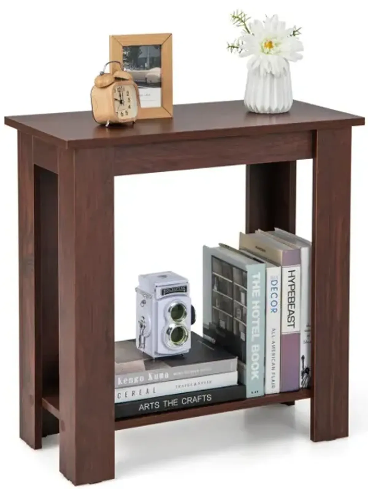 2-Tier Modern Compact End Table with Storage Shelf