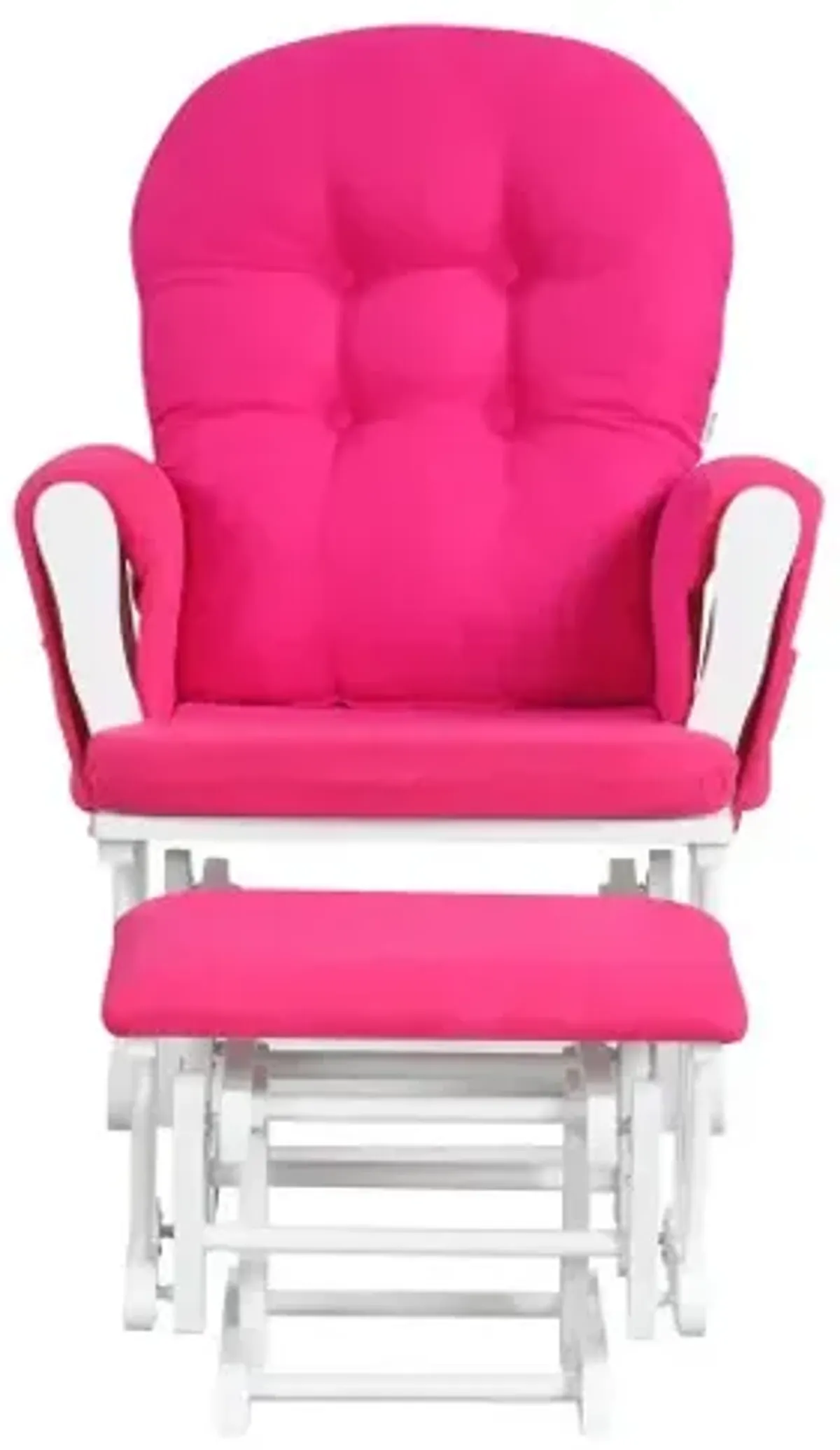 Wood Glider and Ottoman Set with Padded Armrests and Detachable Cushion