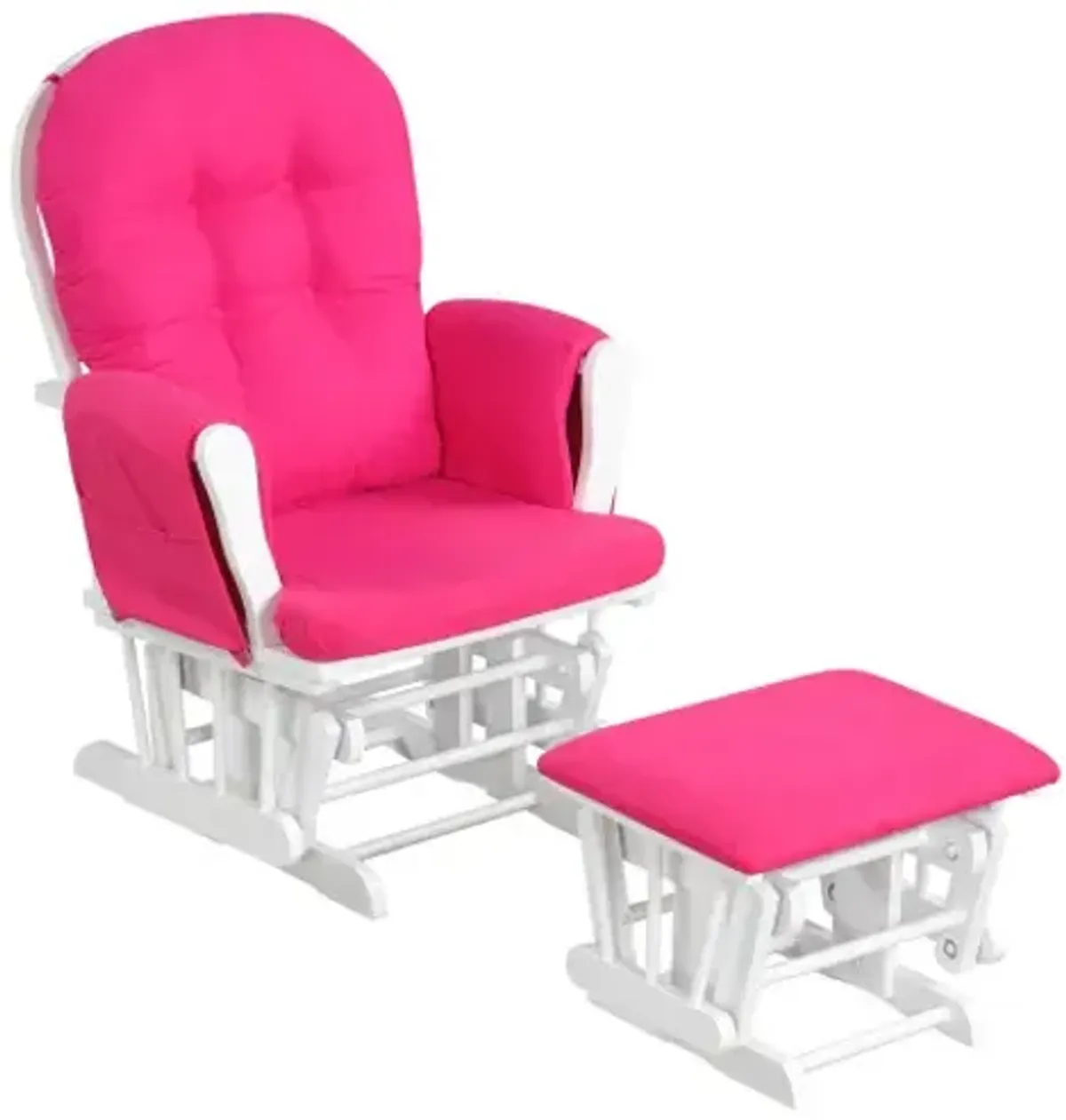 Wood Glider and Ottoman Set with Padded Armrests and Detachable Cushion