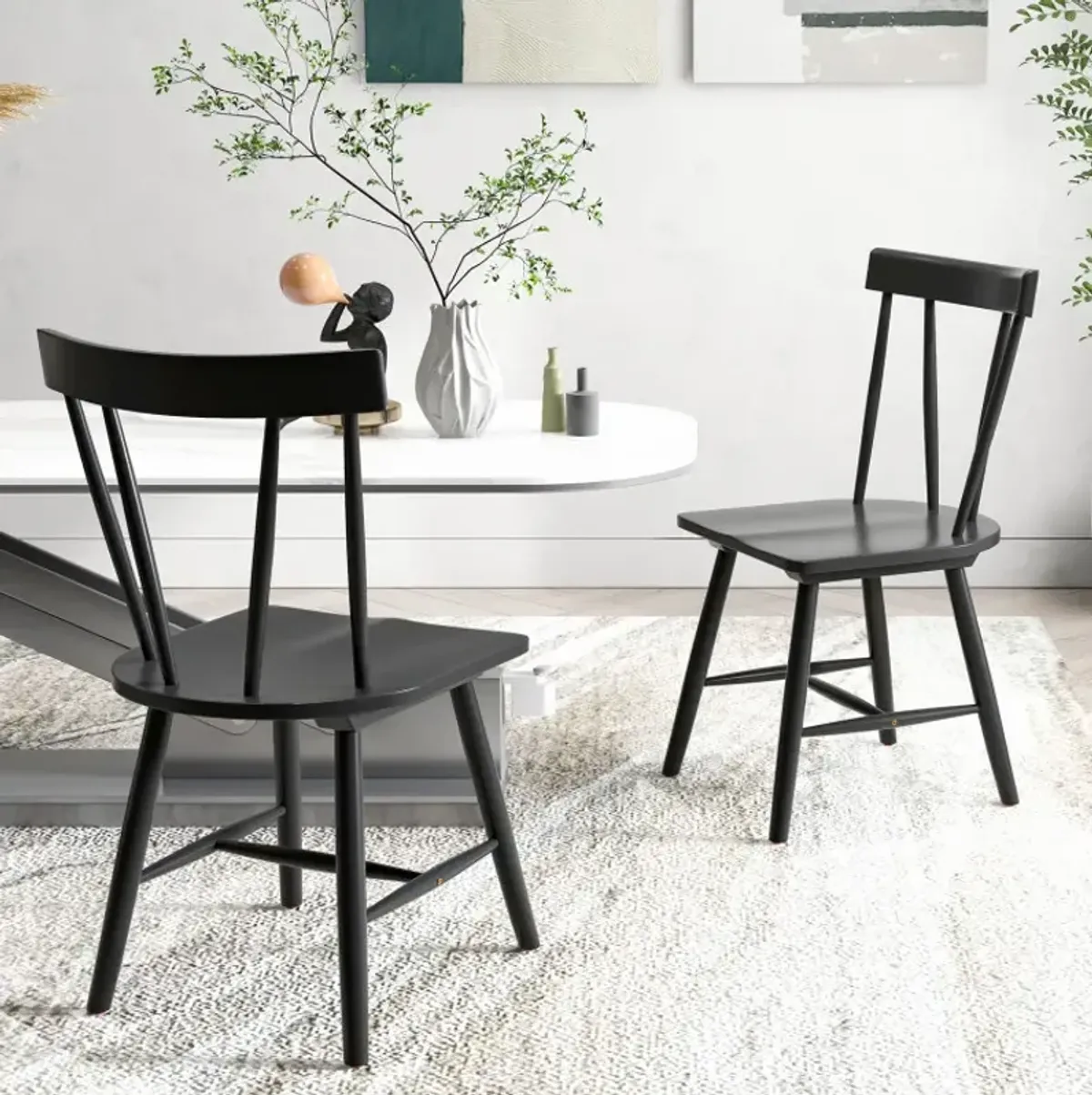 Armless Chairs with Solid Rubber Wood Frame