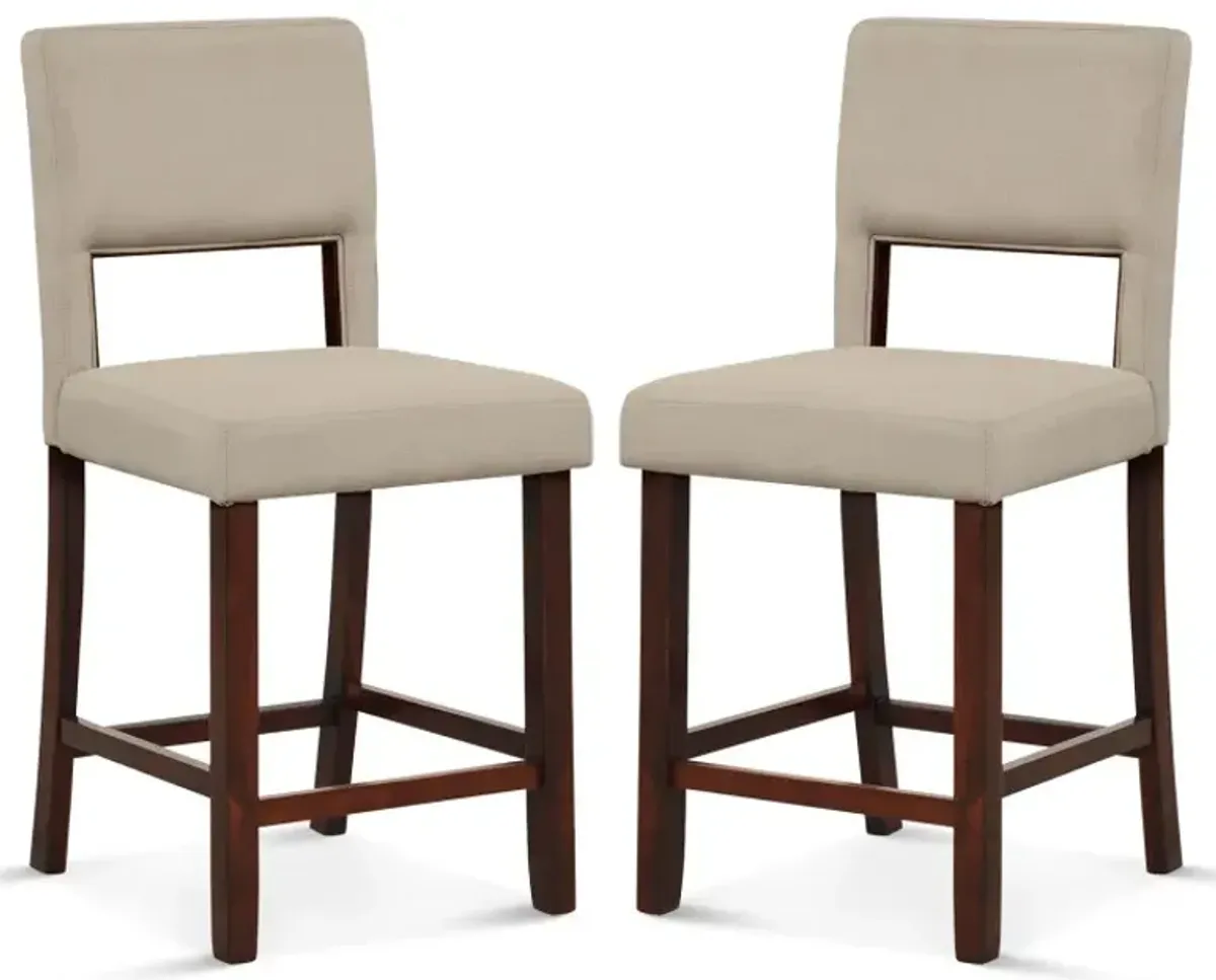 2 Piece Bar Chair Set with Hollowed Back and Rubber Wood Legs