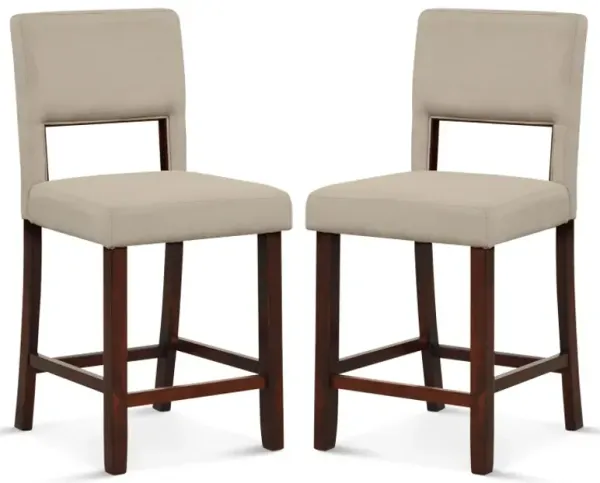 2 Piece Bar Chair Set with Hollowed Back and Rubber Wood Legs