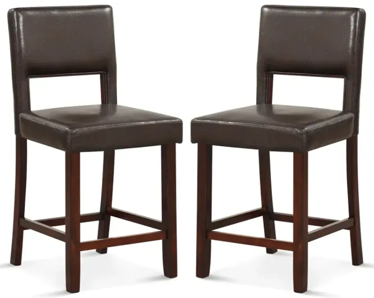 2 Piece Bar Chair Set with Hollowed Back and Rubber Wood Legs