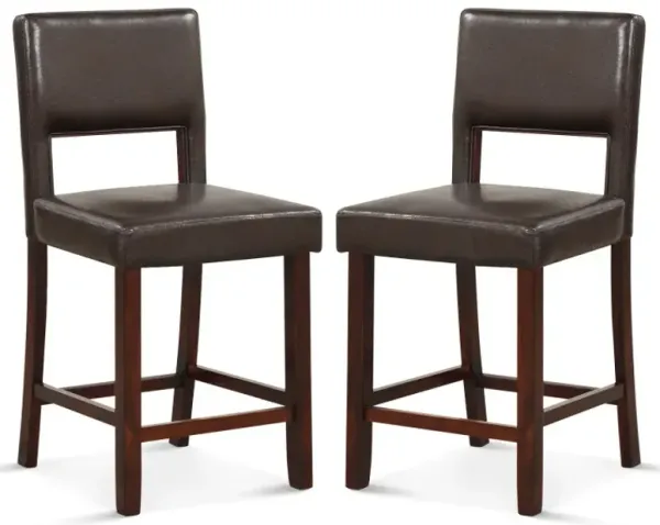 2 Piece Bar Chair Set with Hollowed Back and Rubber Wood Legs