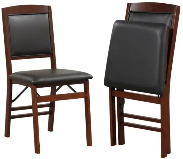 Set of 2 Folding Dining Chairs with Padded Seat and High Backrest