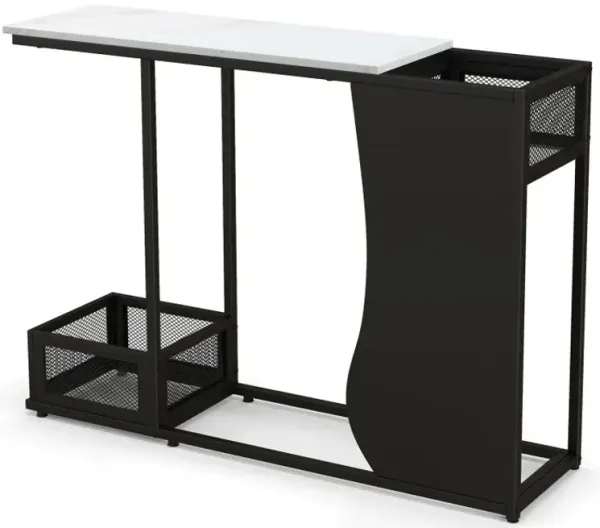 43.5 Inch Console Table with Plant Position and Faux Marble Top