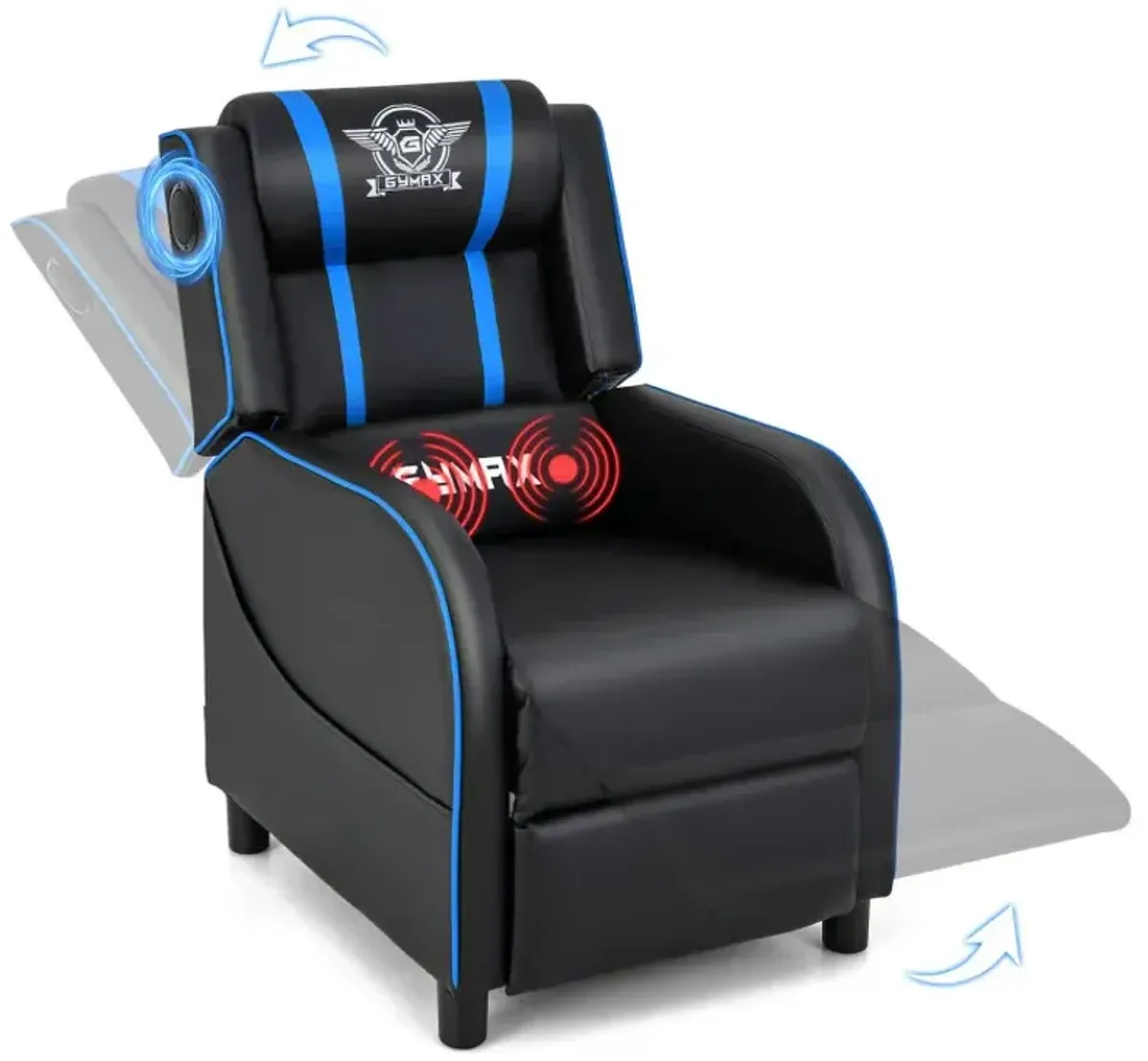 PU Leather Massage Gaming Recliner Chair with Side Pockets
