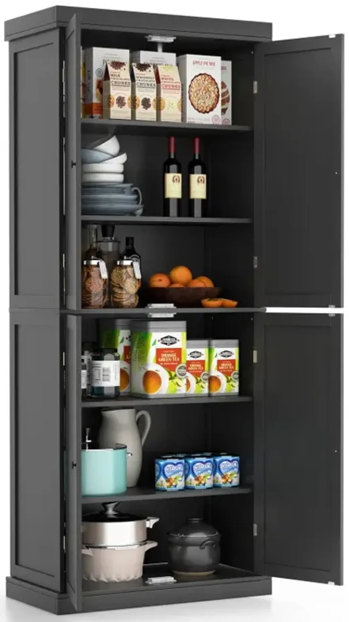72.5 Inches Tall Pantry Cabinet with 6-Tier Shelves and 4 Doors